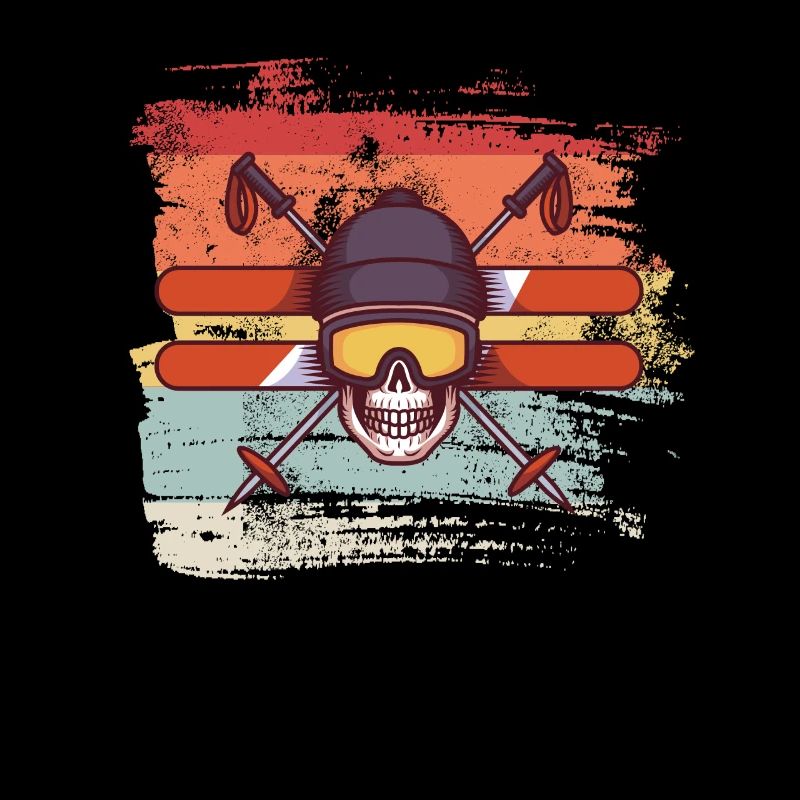 Skiing cool skull skull retro gift