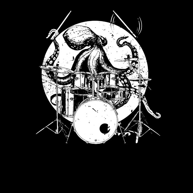 Drummers Gift Print Cool Drumming Octopus Print