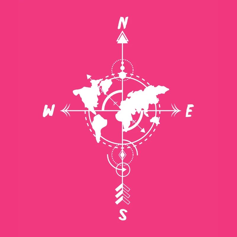 Compass world map traveler or engineer gift