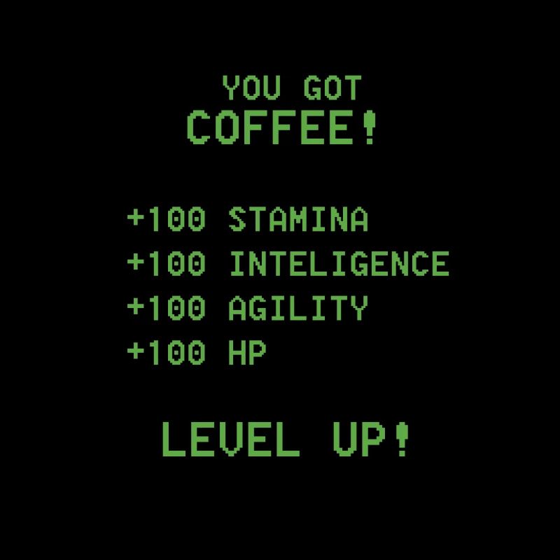 RPG gamer coffee level up game
