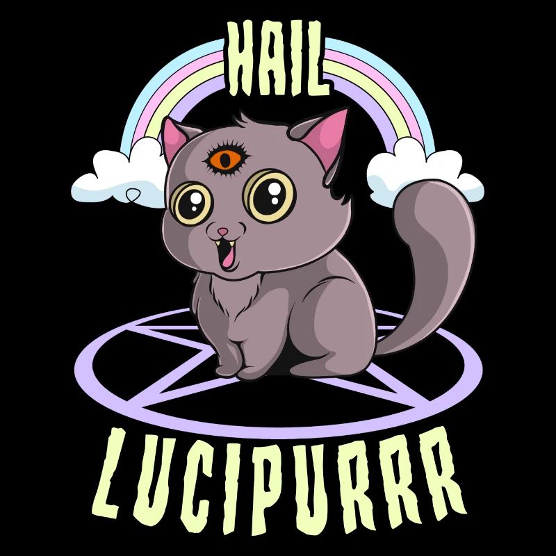 Cute Satanic Hail Lucipurr Rainbow Kitty Goth