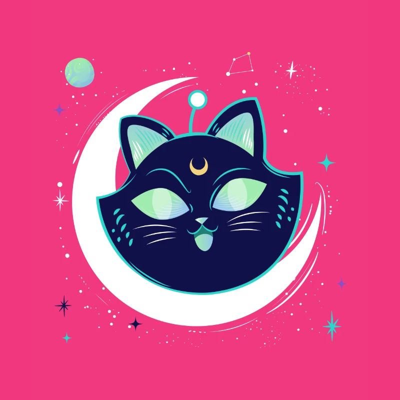 Galaxy Space chat avec lune dans l’espace