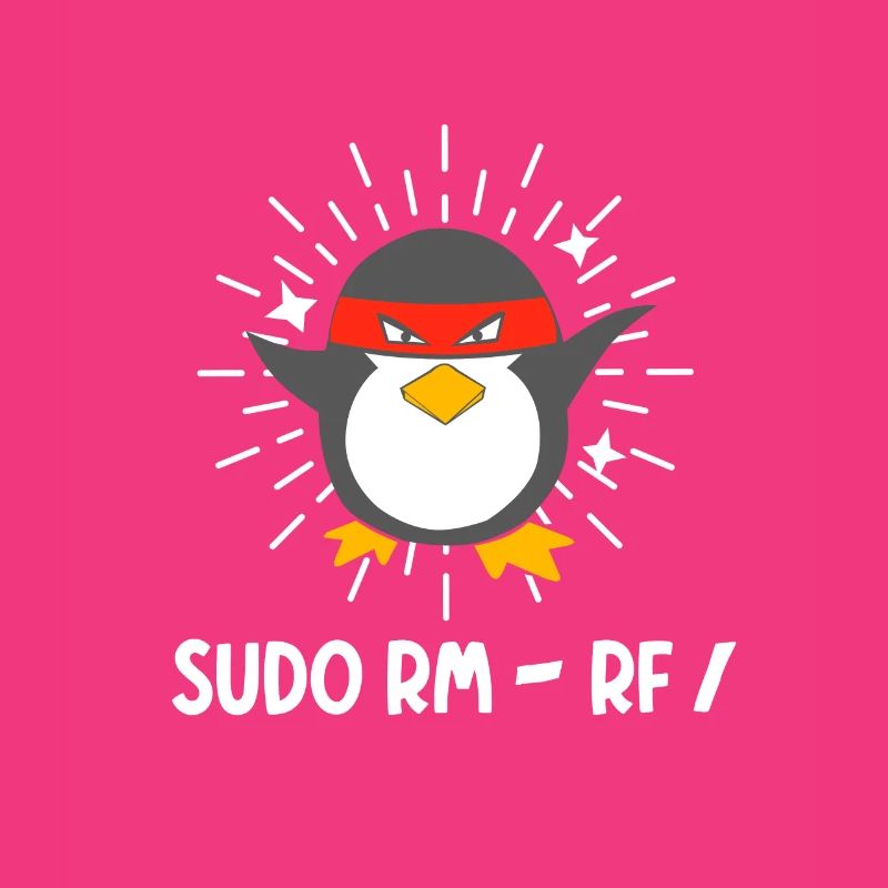 Tux Linux Penguin Sudo Rm Rf Geek Hacker