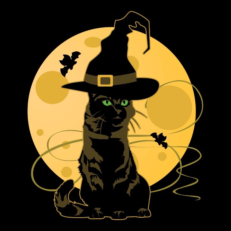 Chat de sorcières au clair de lune