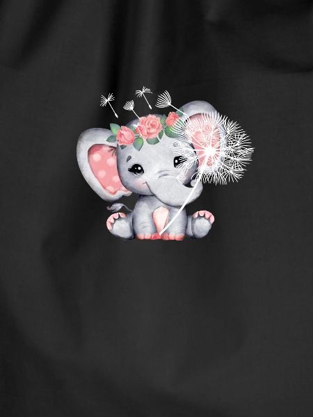 Elefant Mädchen mit Blume