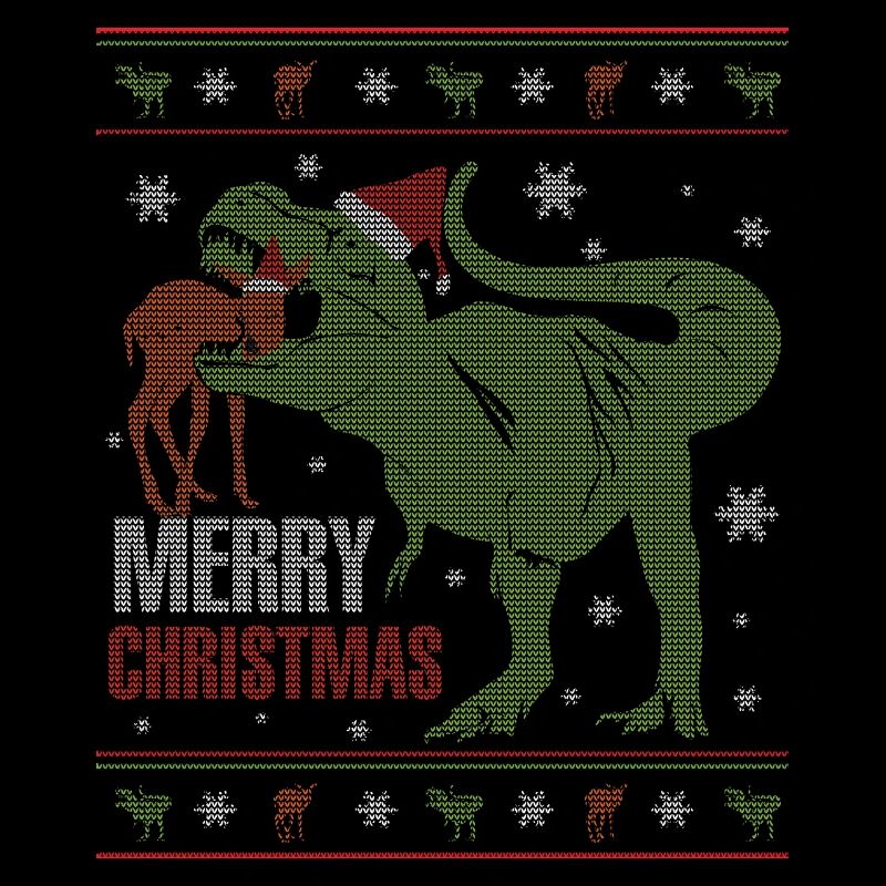 Pull de Noël laid dinosaure affamé