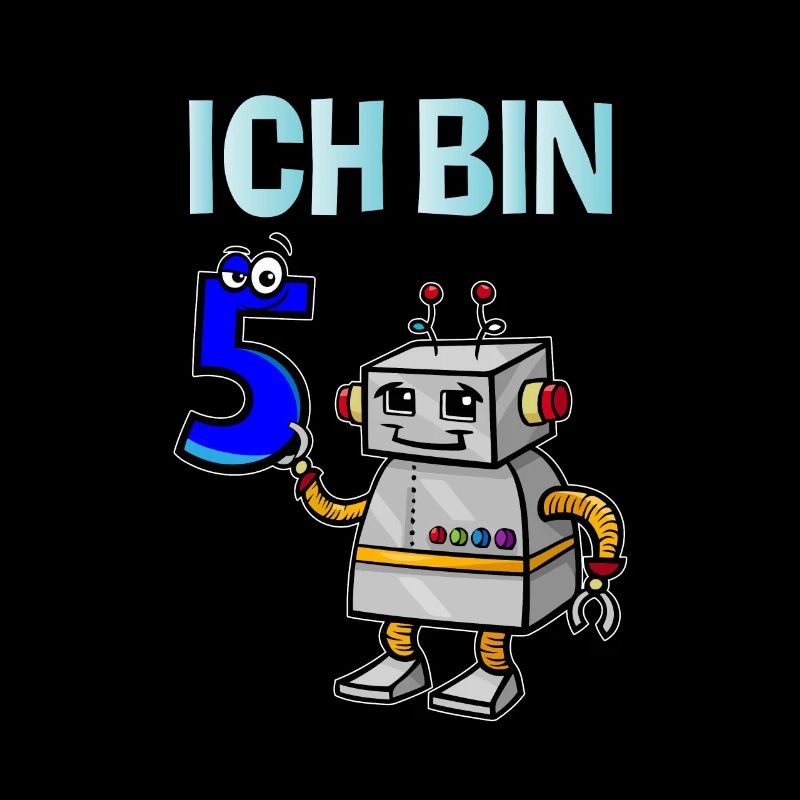 Lustiges Ich bin 5 Roboter Kindergeburtstag
