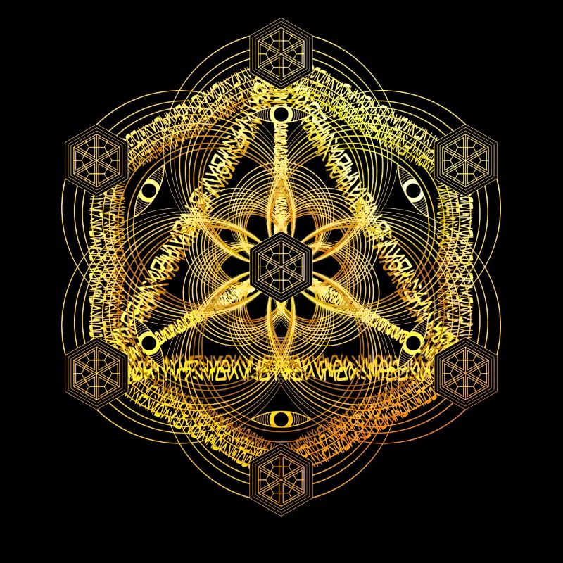 Interdimensionale Tesseract Gold Heilige Geometrie
