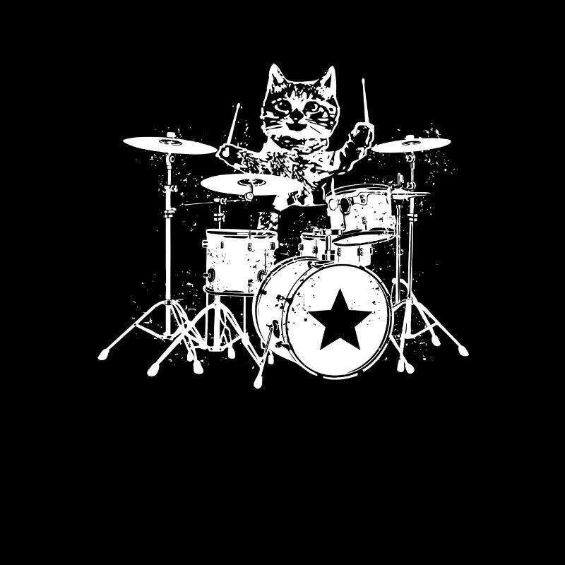 Punk Rock Star Kitten Kitty Cat Drummer . Drummer