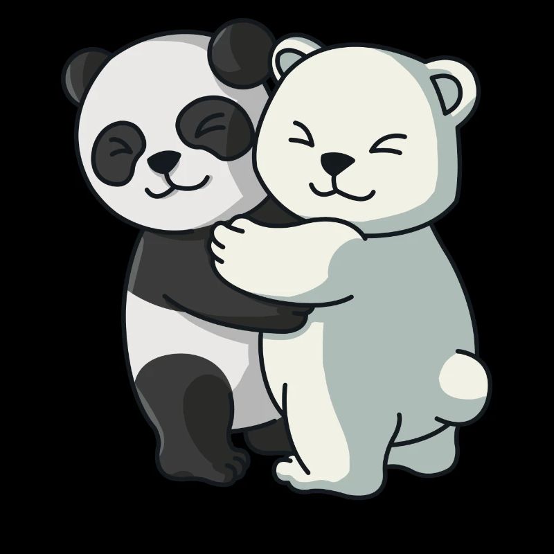 Panda mit Eisbär Bären Paar Liebe niedliche Tiere