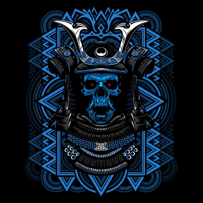 samurai blue skull