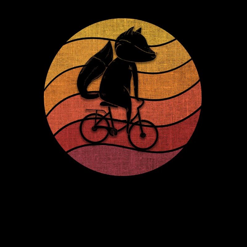 Fox On Bicycle Cycling Fox Bicycle Courier Motif