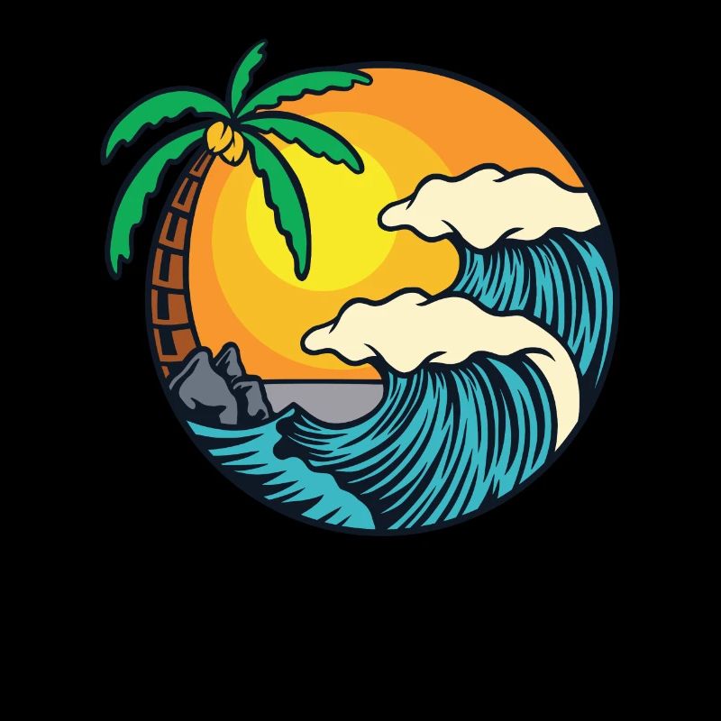 Beach Island Waves Palms