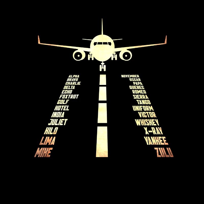 Flugzeug Pilotenalphabet Landebahn Pilot Geschenk