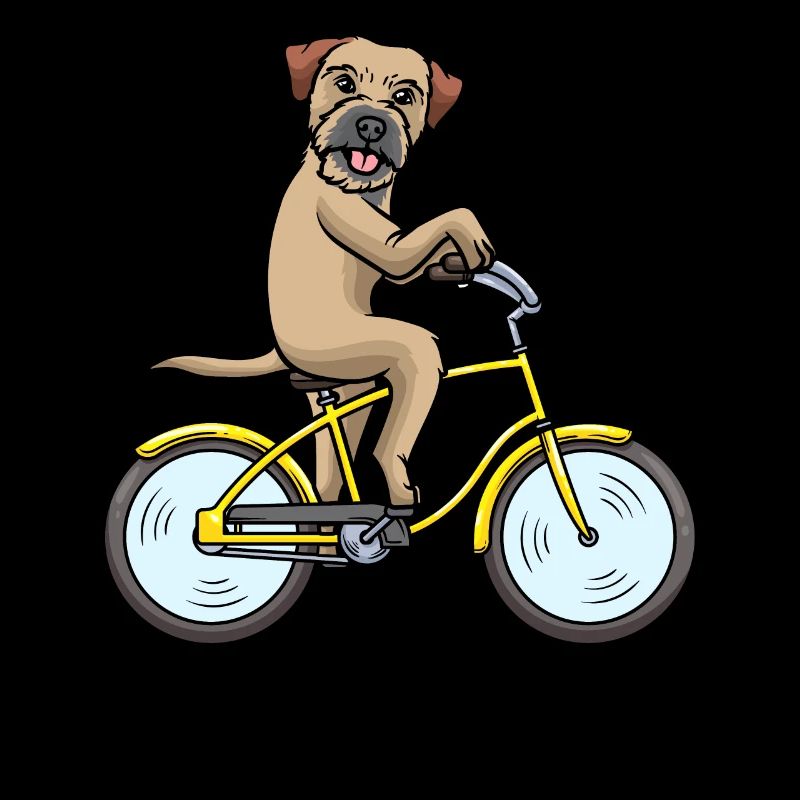 Border Terrier chien avec cyclistes
