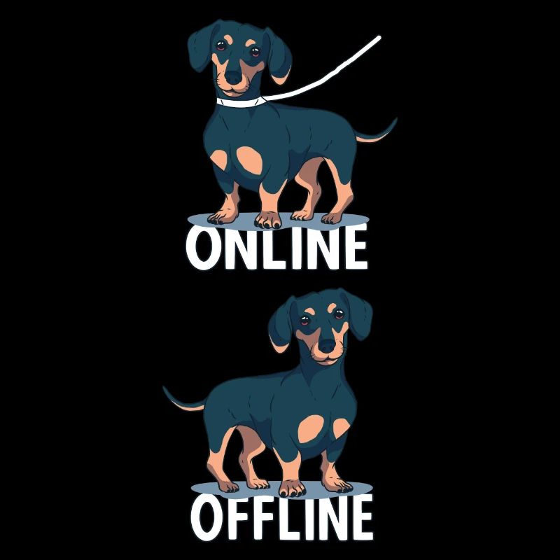 Dackel mit Leine und lustigem Hunde-Spruch
