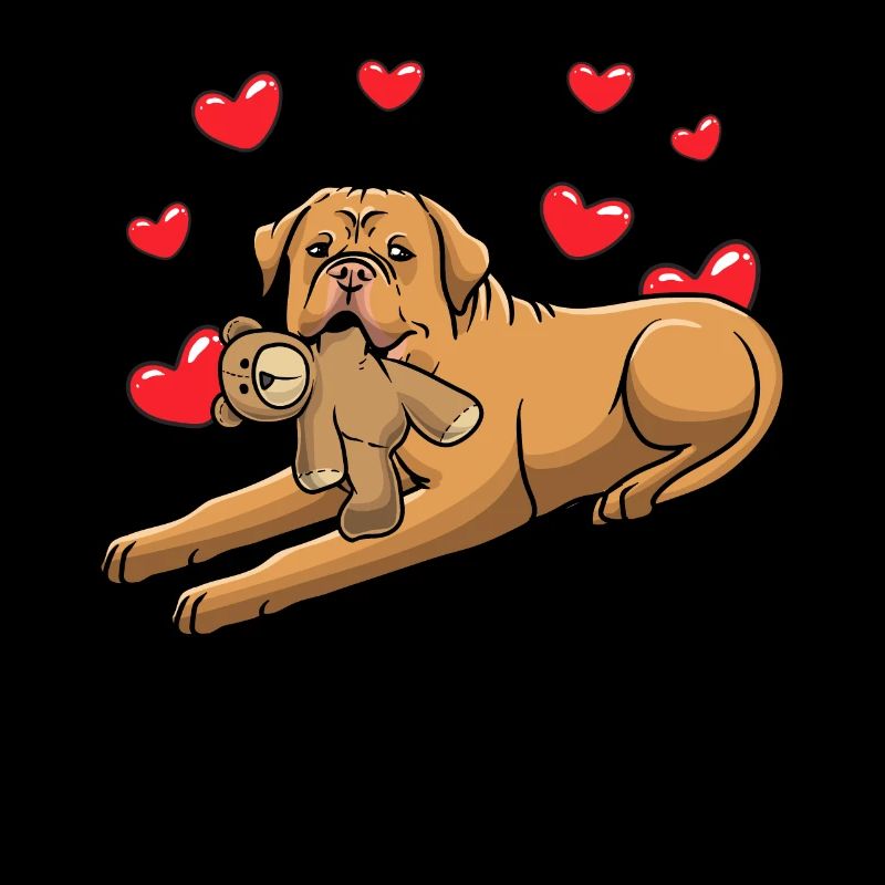 Chien Dogue de Bordeaux avec peluche