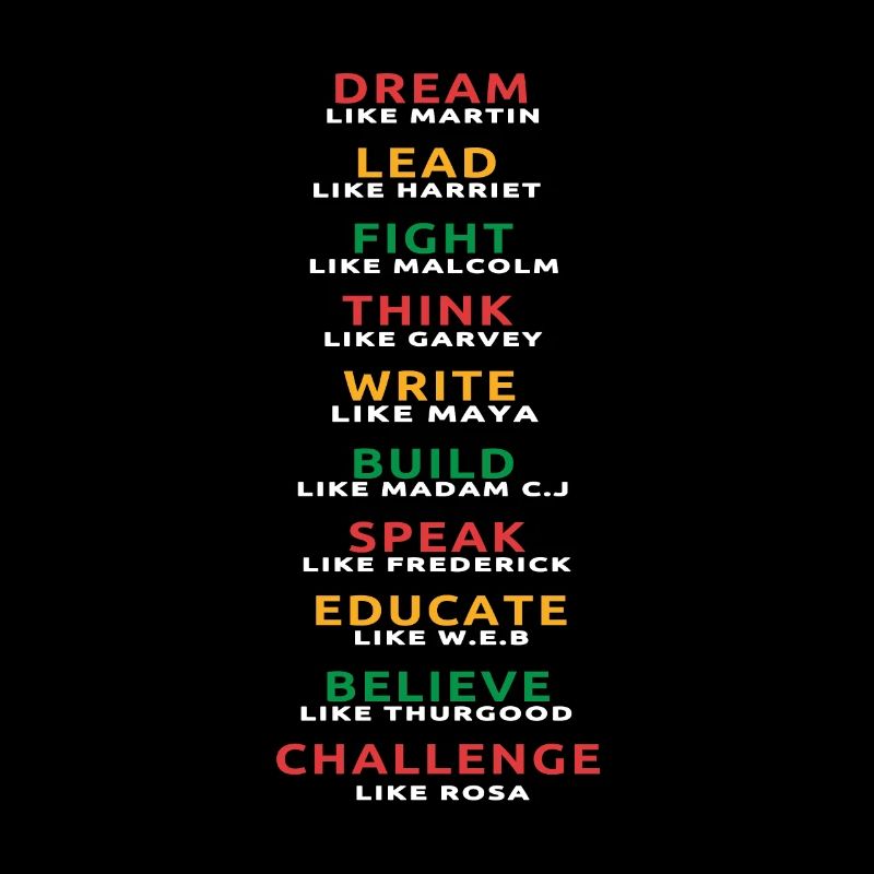 Dream Lead Fight Educate Think Black History Month