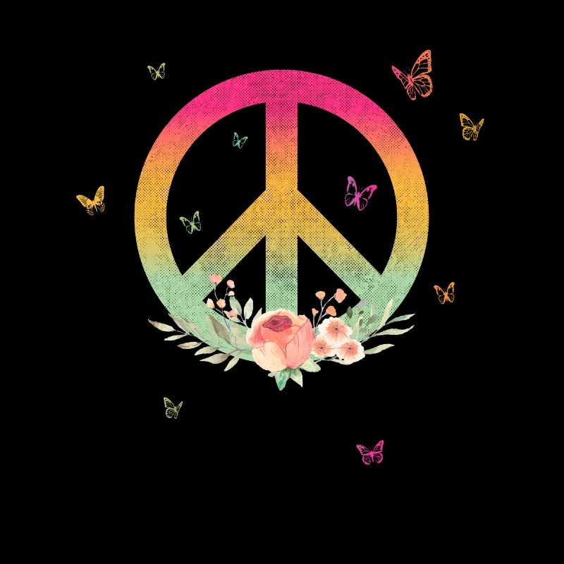 Make Peace not War - Peace Logo with Rose