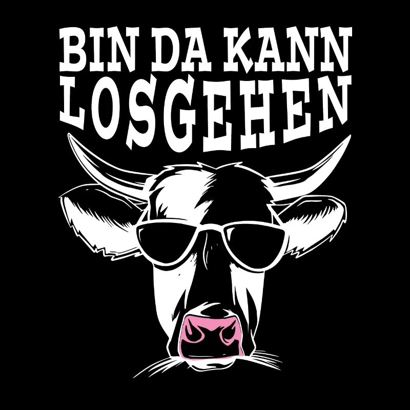 Bin da kann losgehen Witzige Kuh mit Sonnenbrille