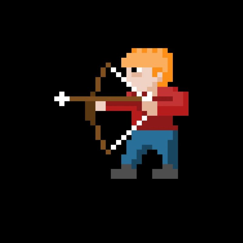 Retro 80s Video Game Pixel Art Archery Archer