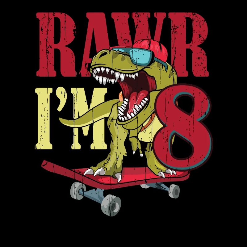 Naissance Né Age 8 ans Dinosaure Skateboard
