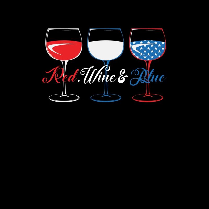 Red Wine & Blue Wine Glasses Red White Blue 4th of