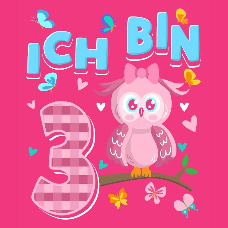 Dritter Geburtstag Mädchen 3 Jahre Eule