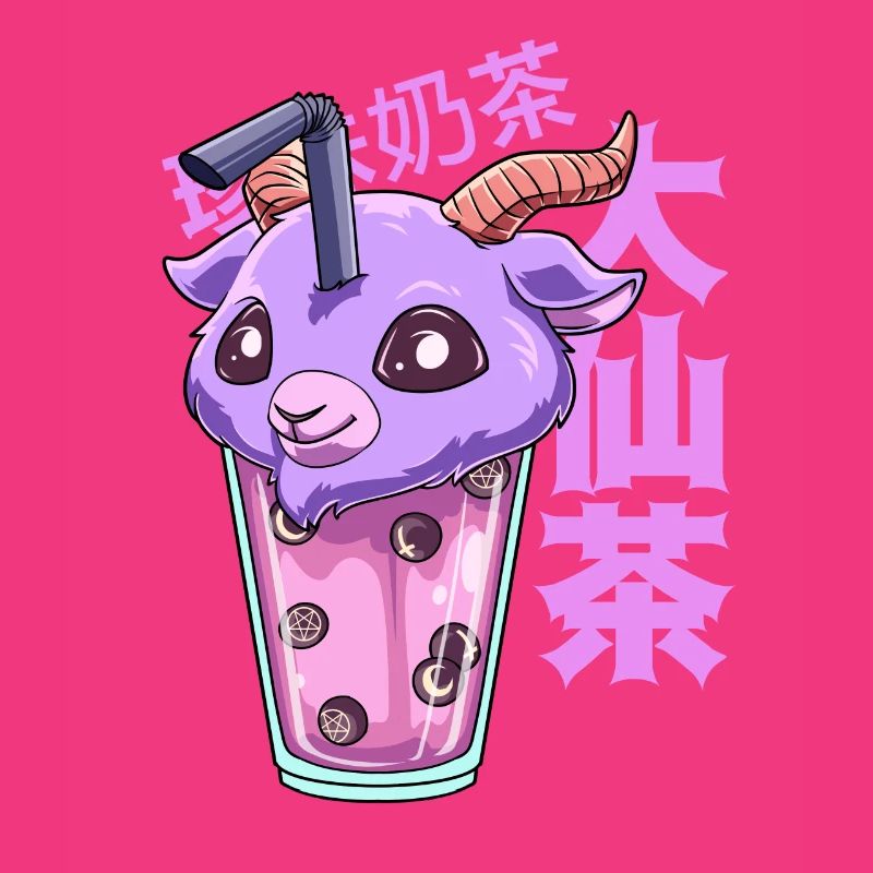 Bubble Tee Pastell Goth Baphomet - Kawaii Bubble
