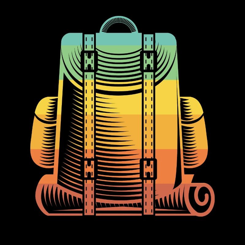 Backpacking Artwork Retro Luggage