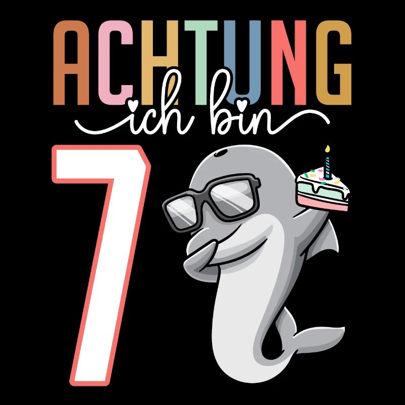7. Geburtstag 7 Jahre Delfin Junge Mädchen