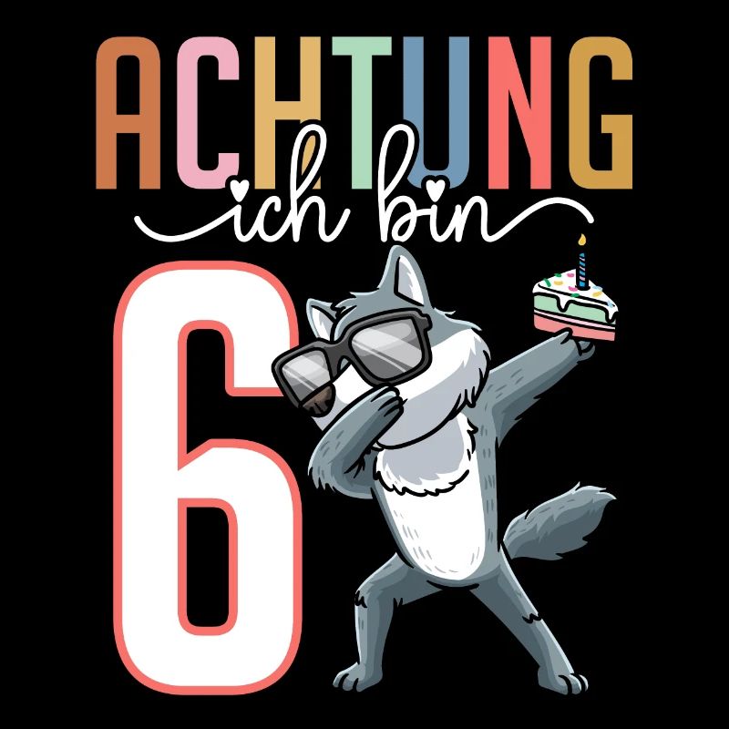 Sechster 6. Geburtstag Junge 6 Jahre Wolf