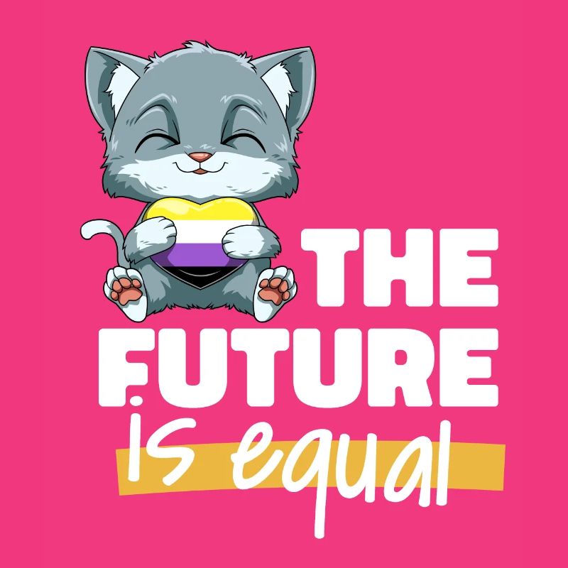 Kawaii Nonbinary Stolz Katze - Non Binary Herz
