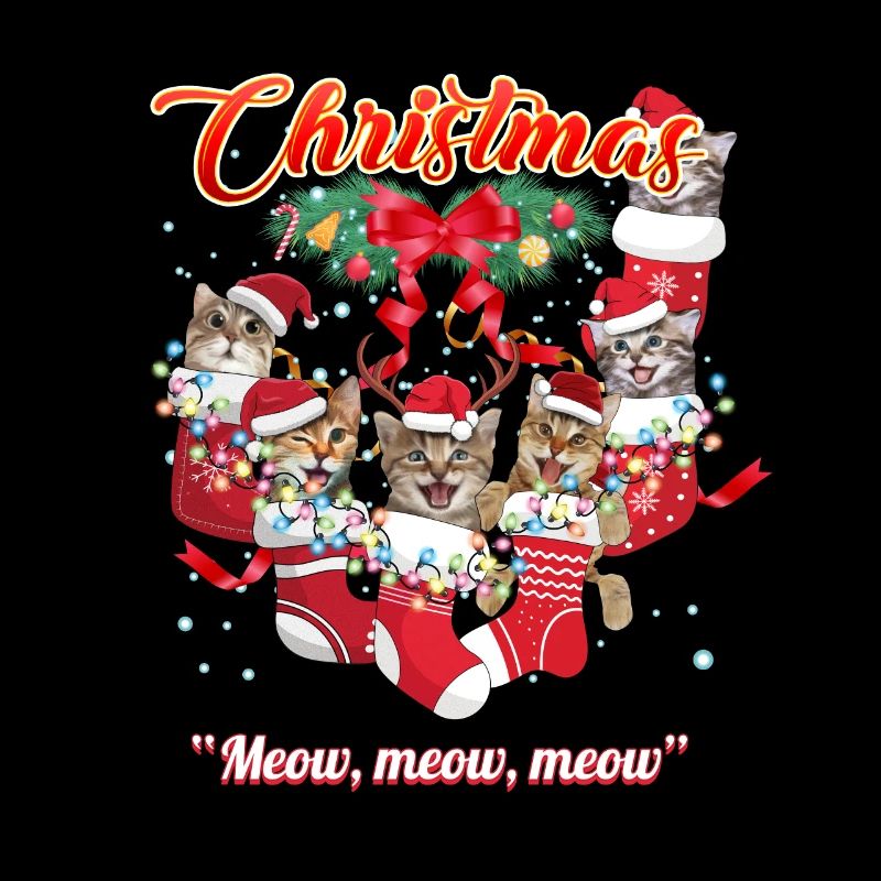 Drôle de chat Face Xmas Design, Joyeux chat de Noël