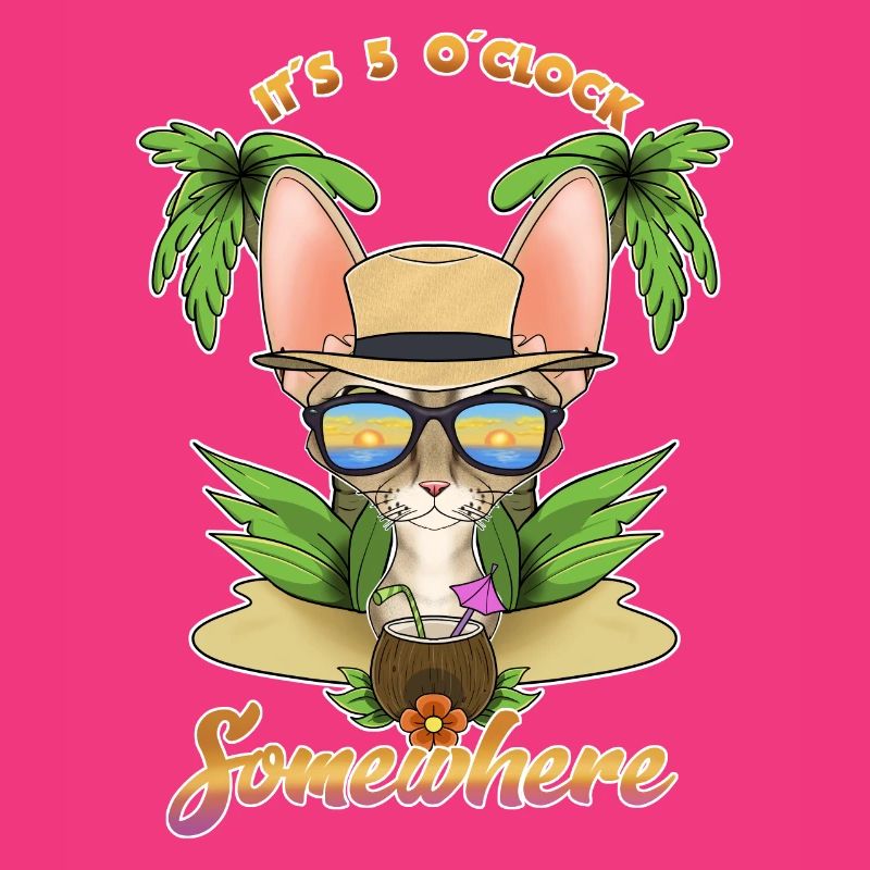 It Is 5 OClock Somewhere Drinking Devon Rex Cat