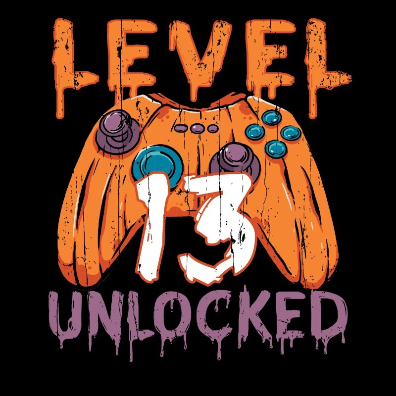 Halloween Pattern Pumpkin Game Gamer Birth Age 13