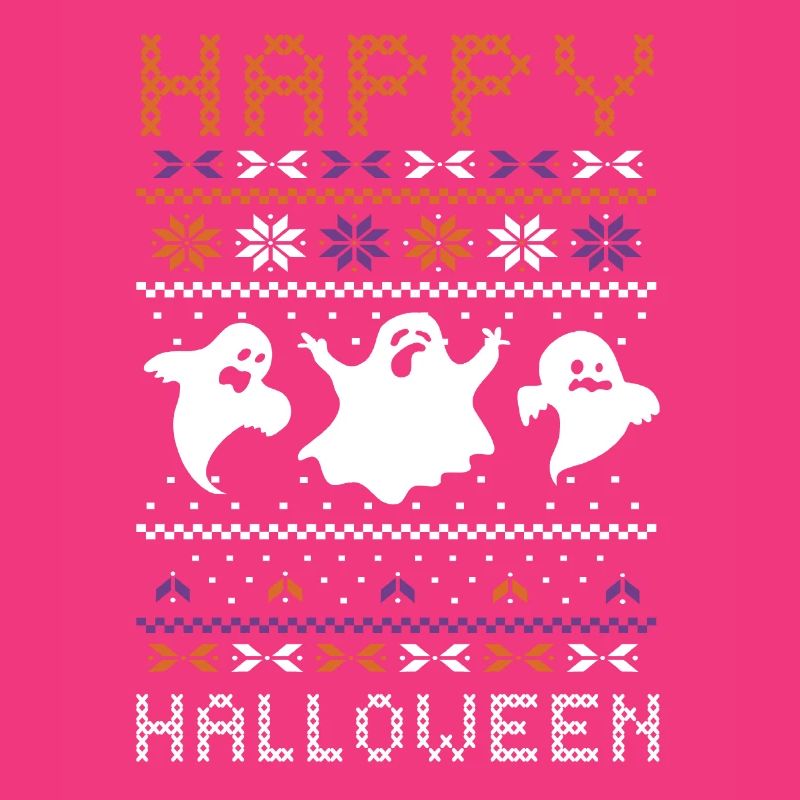 Stitch Pattern Ghost Creatures Happy Halloween