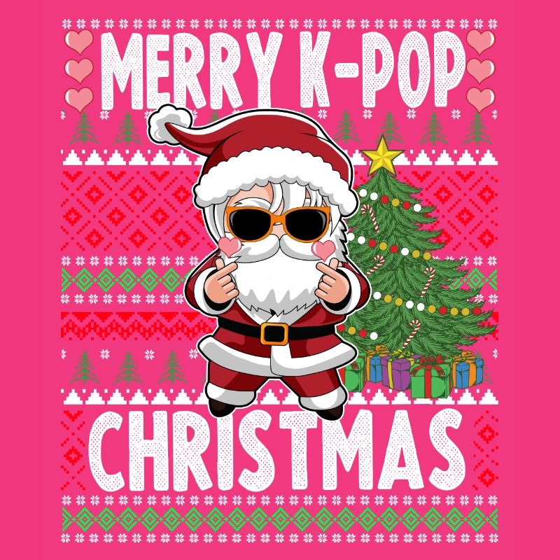 Hässlicher Weihnachtspullover Design K-Pop Weihnachtsmann