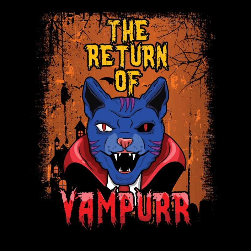 Mignon Chat Vampire Miaou Horreur Effrayant Halloween