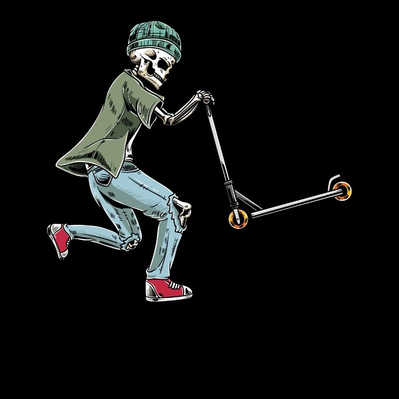 Skelett Scooter-Roller Halloween Kickroller