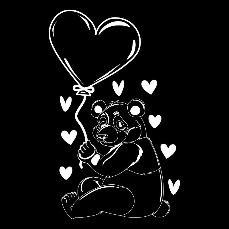 Panda avec des cœurs Panda Bear Lover Bébé Panda Mignon