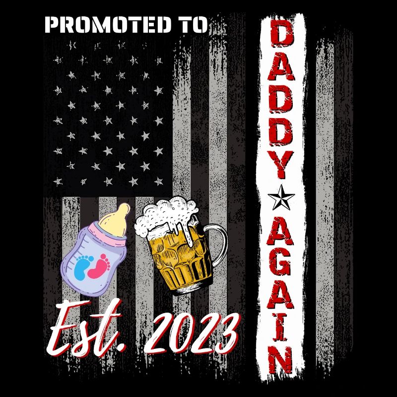 Promoted to Daddy Again 2023 Funny Dad Beer Flag