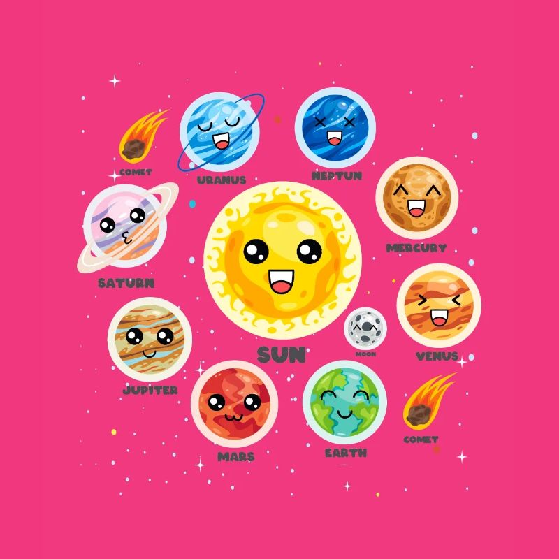 Solar System Planets Science Cute Realistic Space
