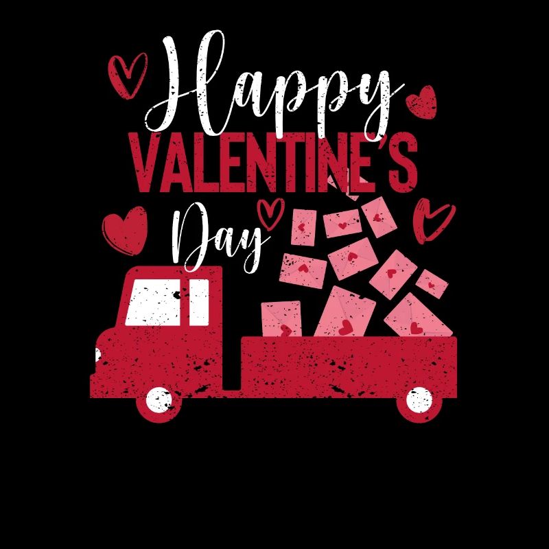 Joyeuse Saint-Valentin Camion rouge avec courrier postal
