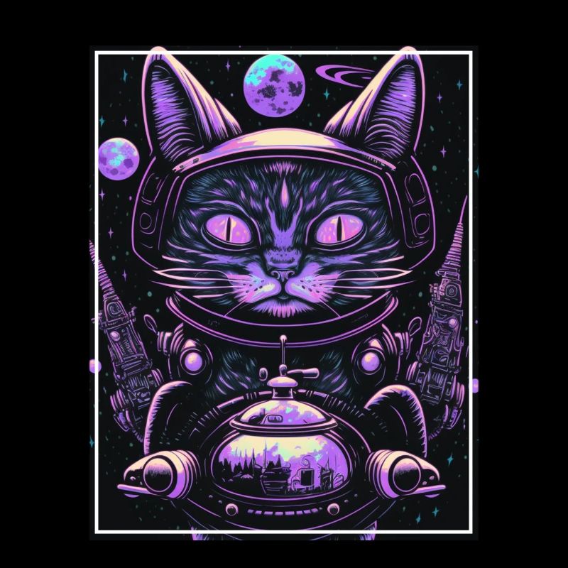 Cat Space Astronaut Space Neon Rockets