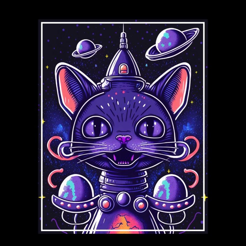Cat Space Astronaut Space Neon Rockets