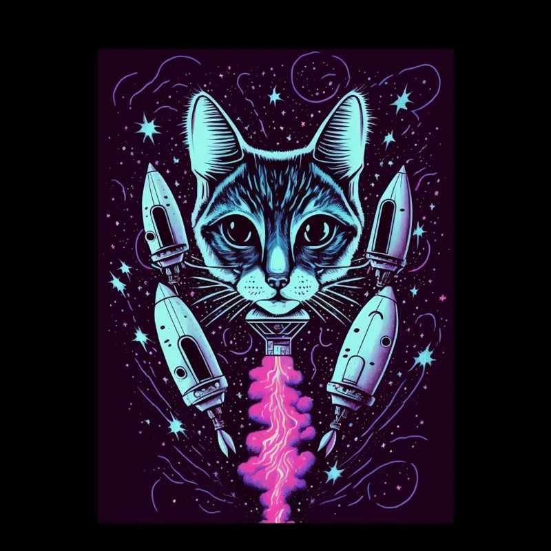 Cat Space Astronaut Space Neon Rockets