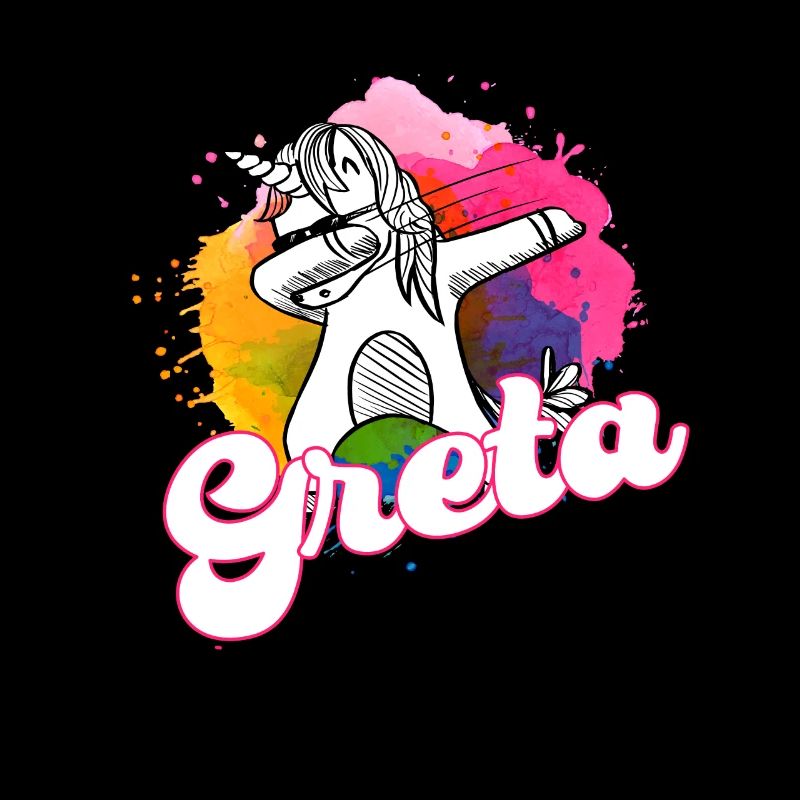 GRETA - Schöner Name mit dabbing Einhorn