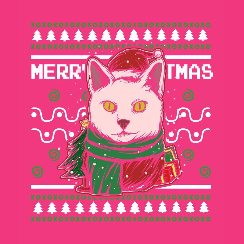 Moche pull de Noël Tshirt chat de Noël