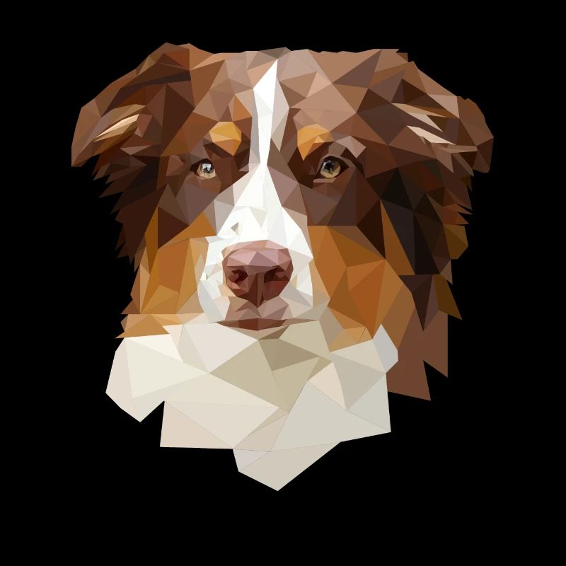 Australian Shepherd, Red Tri Polygon Stil